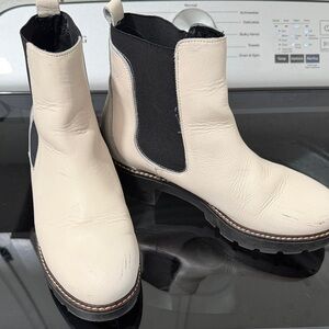 Anthropologie Cream and Black Ankle Boots